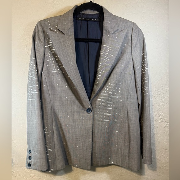 Richard Tyler Charcoal Blazer with Silver Accents - Picture 3 of 14